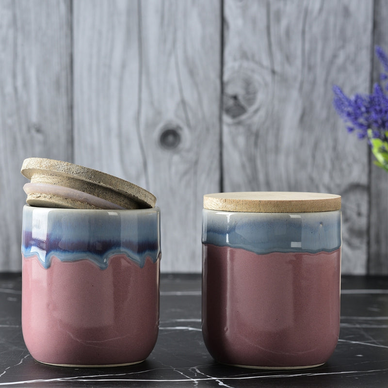 Frosted Bloom Jars- Set of 2