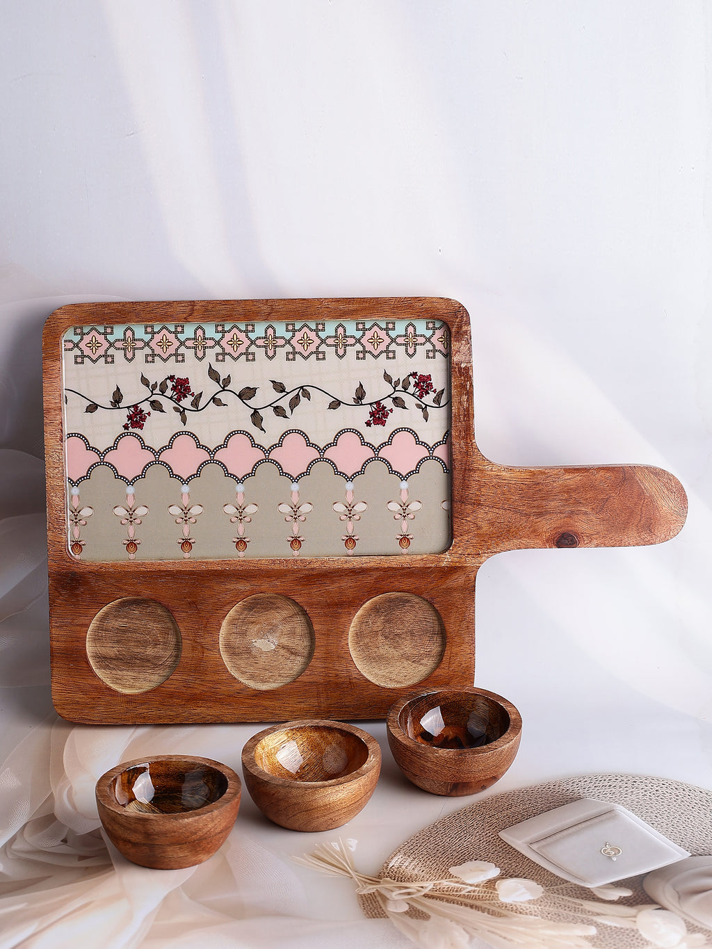 Jharokha Bloom Wooden Platter