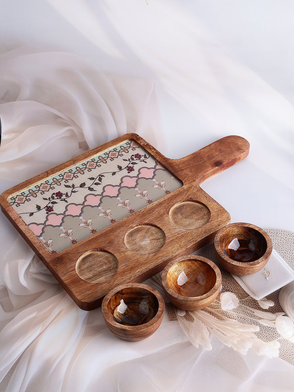 Jharokha Bloom Wooden Platter