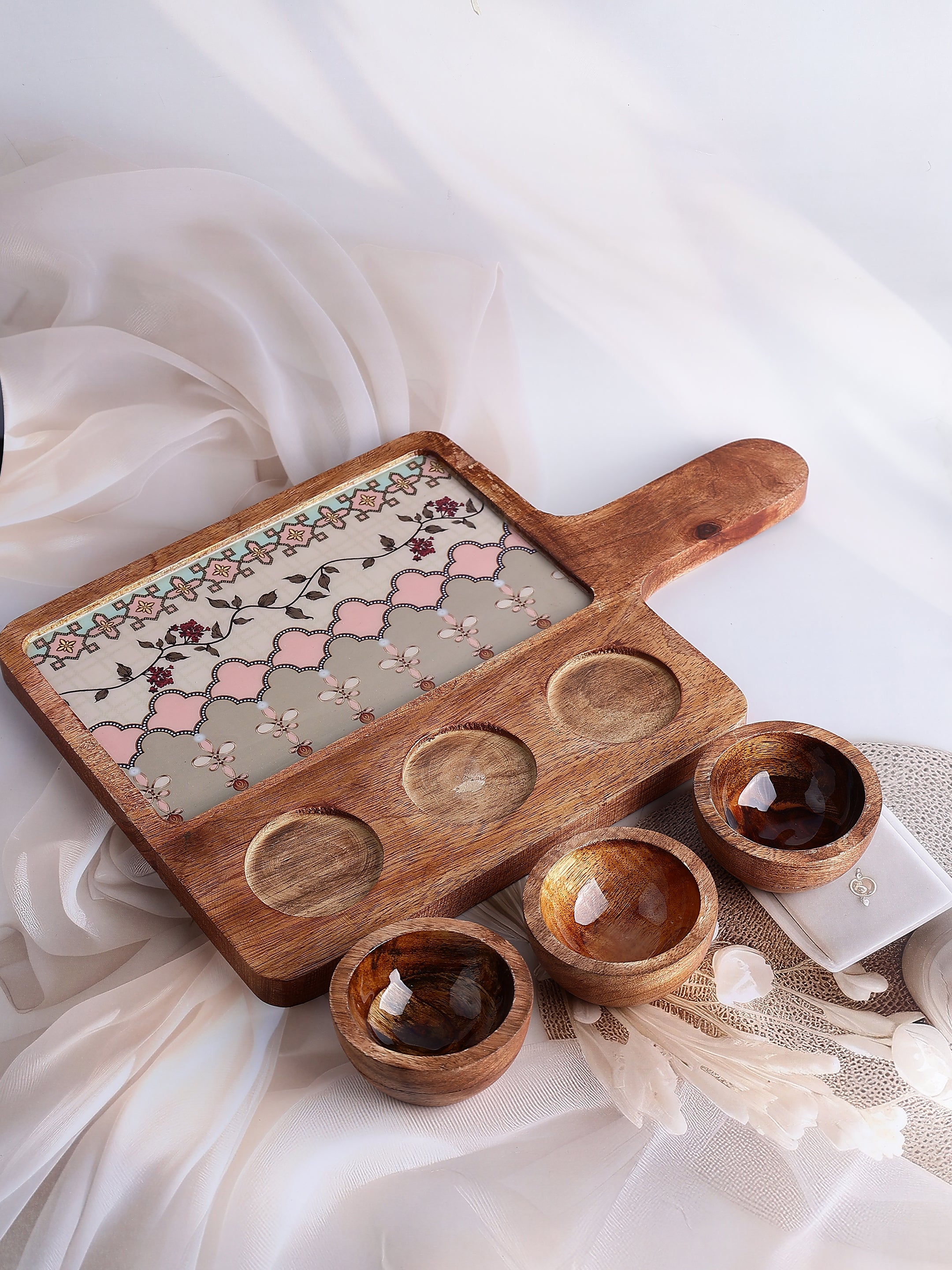 Jharokha Bloom Wooden Platter