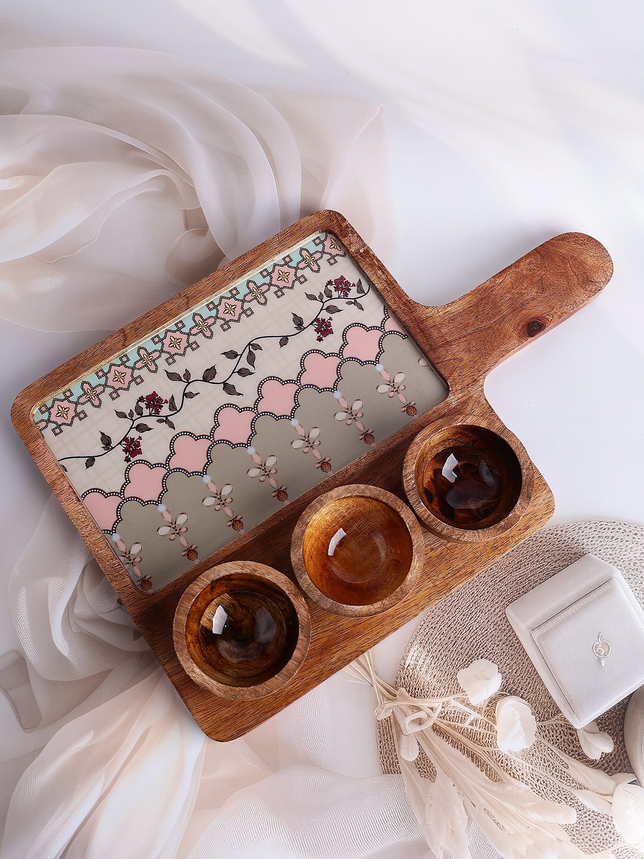 Jharokha Bloom Wooden Platter