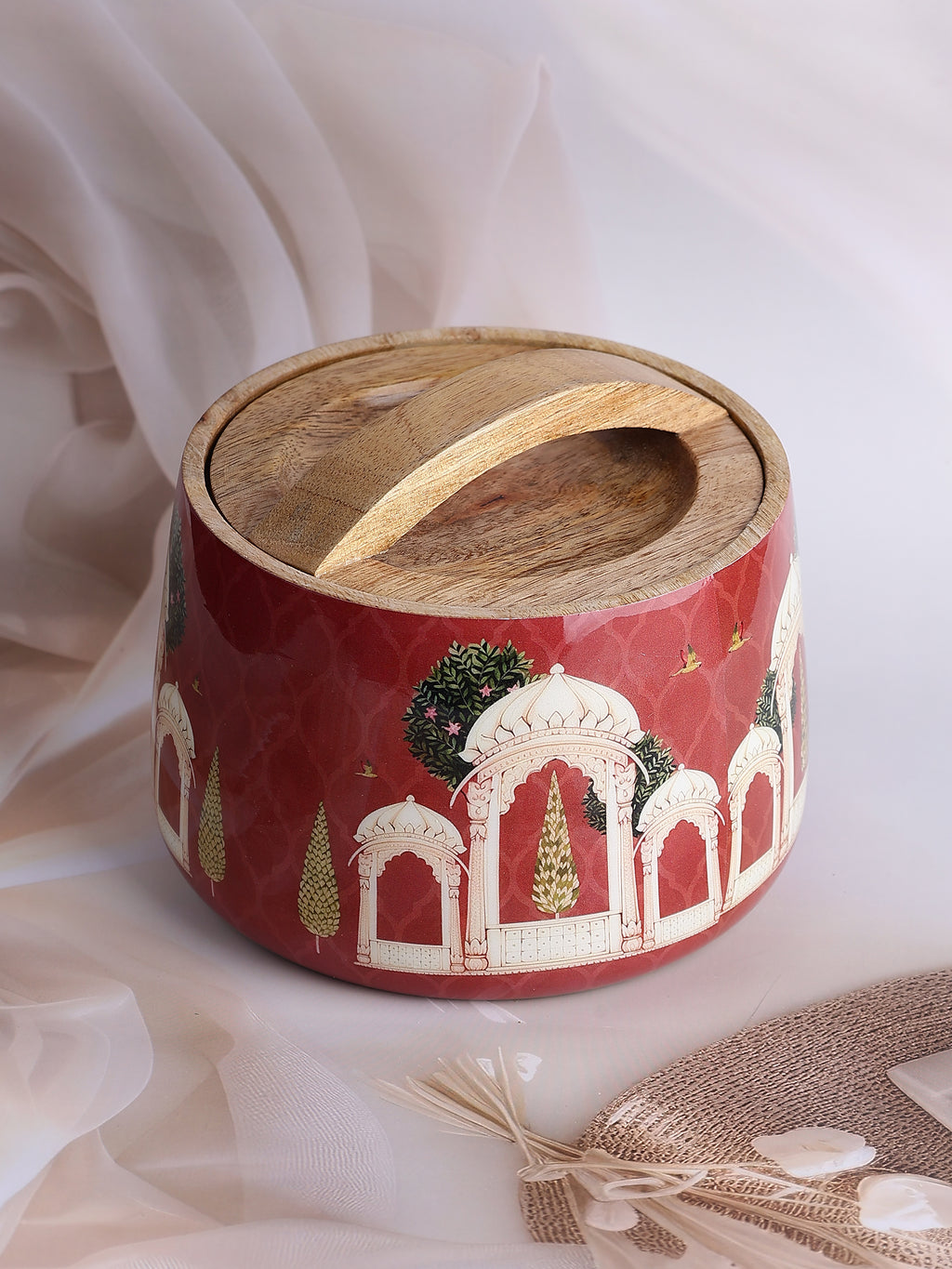 Ruby Jharokha Wooden Jar
