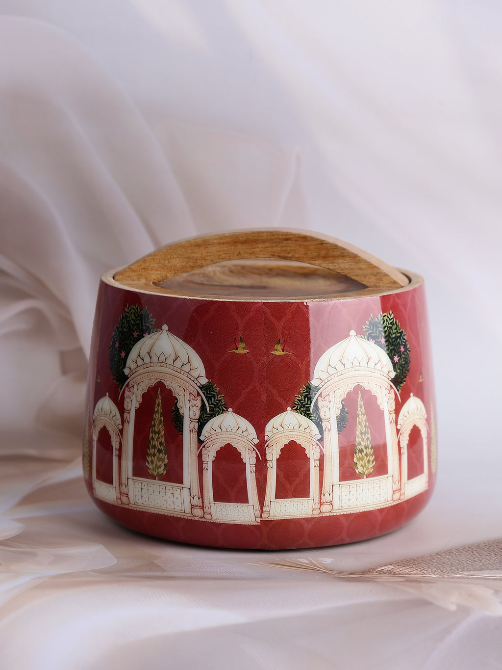 Ruby Jharokha Wooden Jar