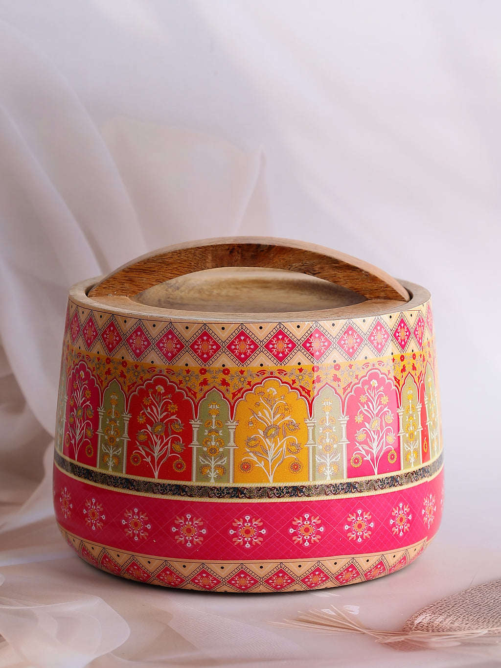 Haveli Hues Wooden Jar
