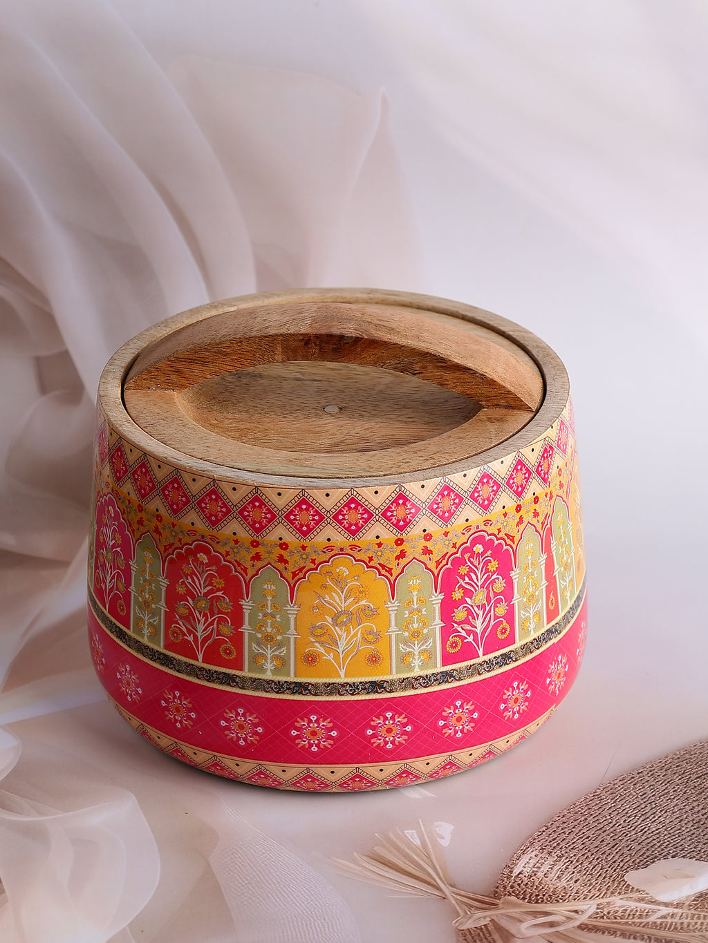 Haveli Hues Wooden Jar
