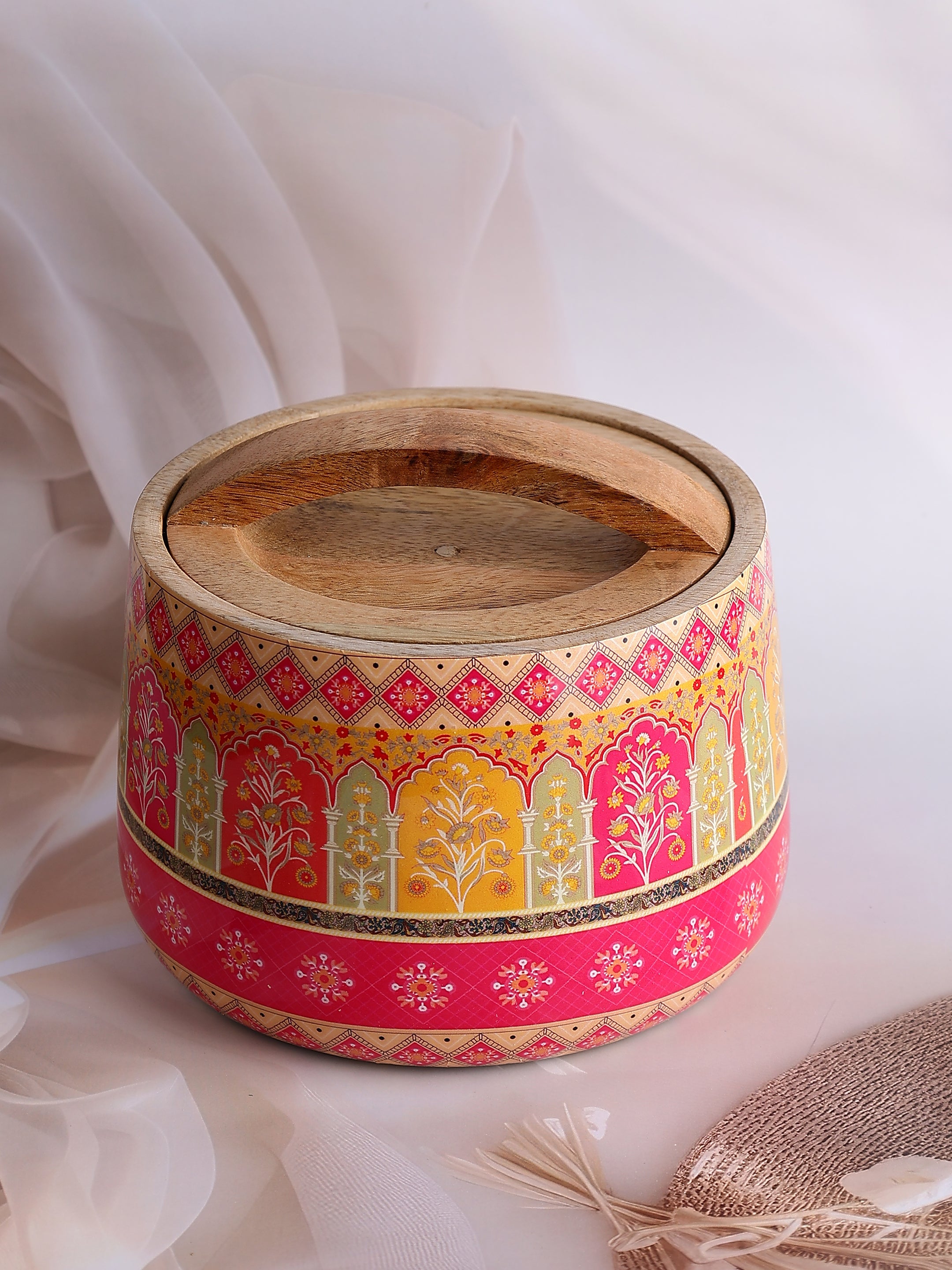 Haveli Hues Wooden Jar