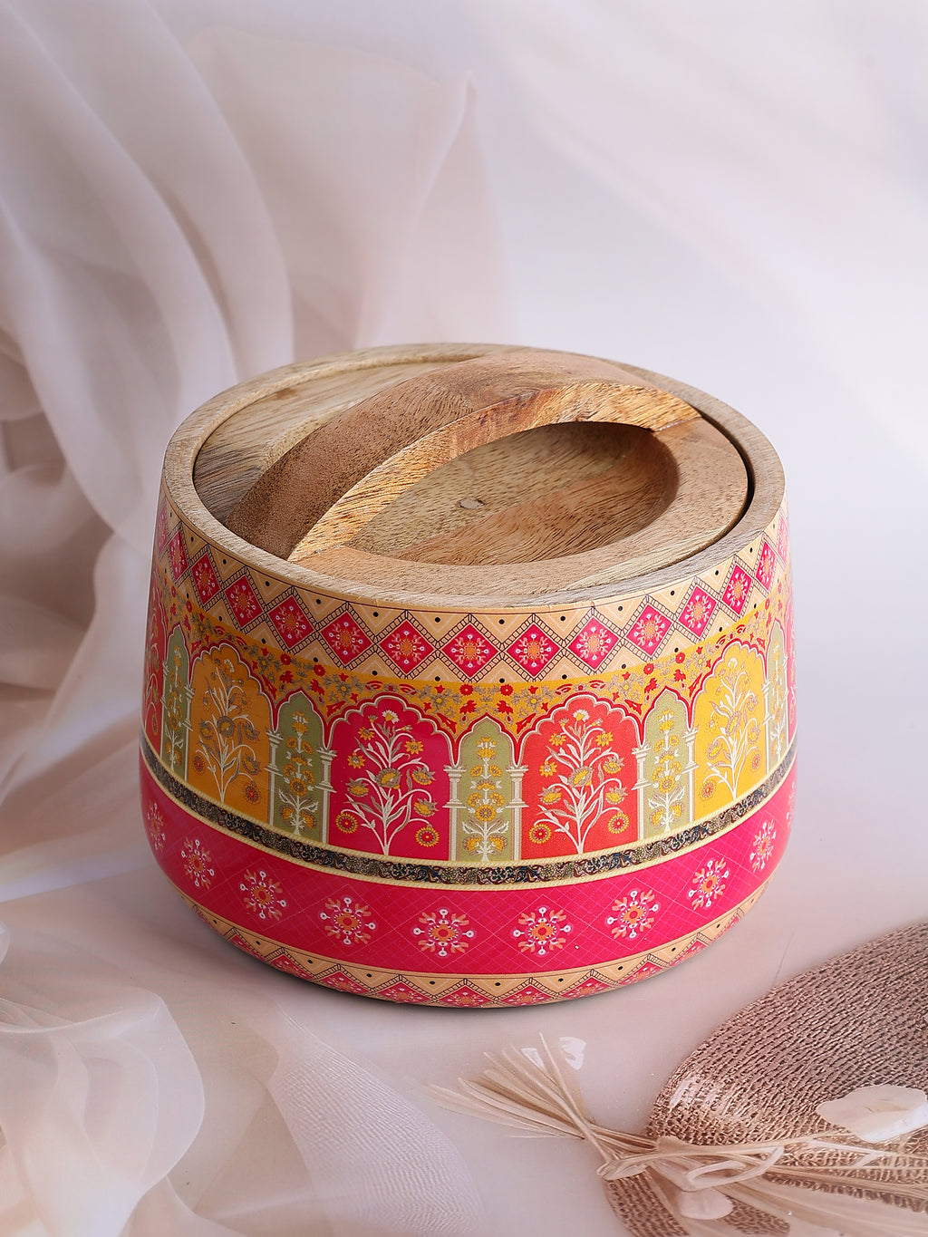 Haveli Hues Wooden Jar
