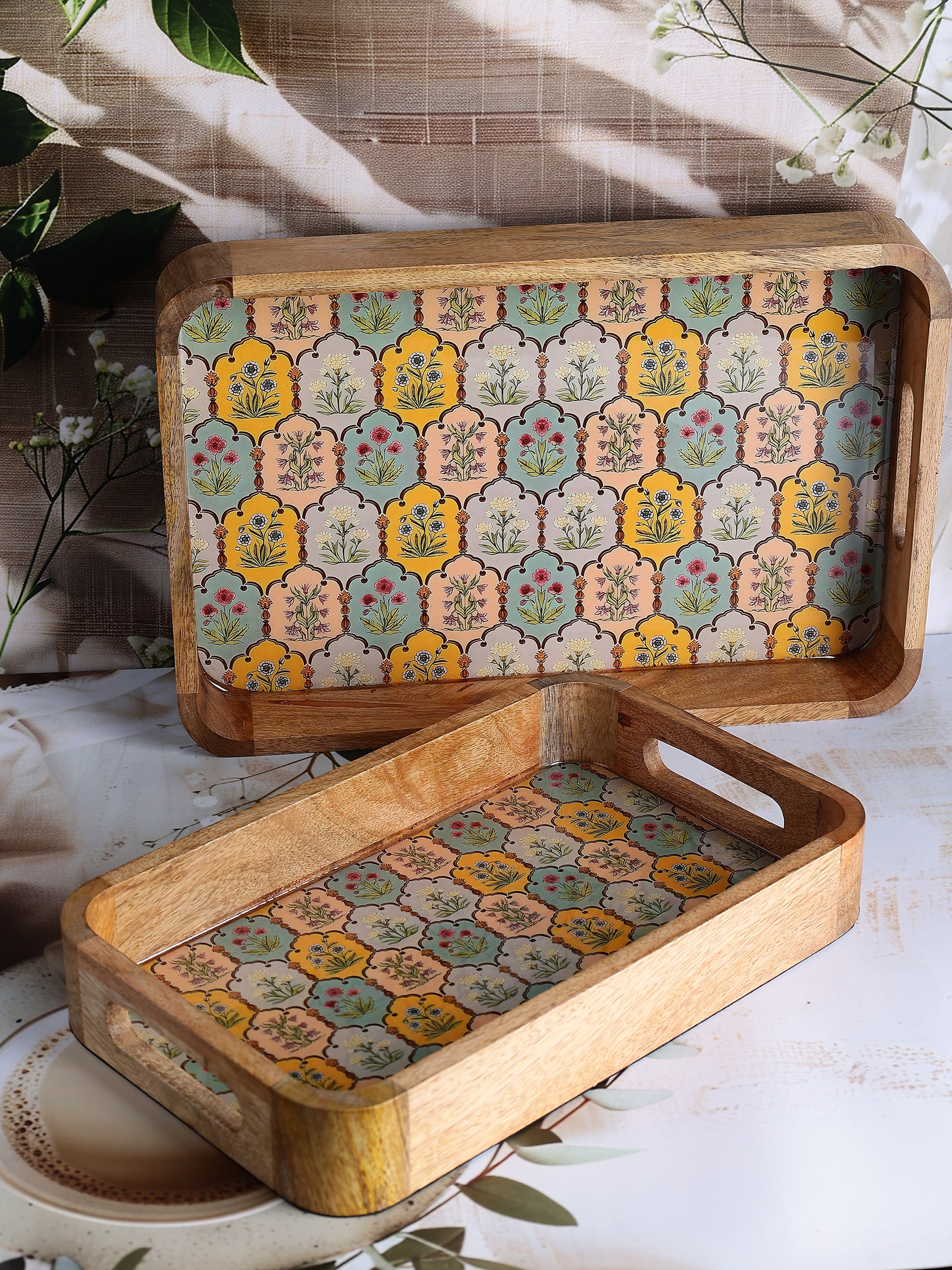Sunny Blooms Wooden Tray