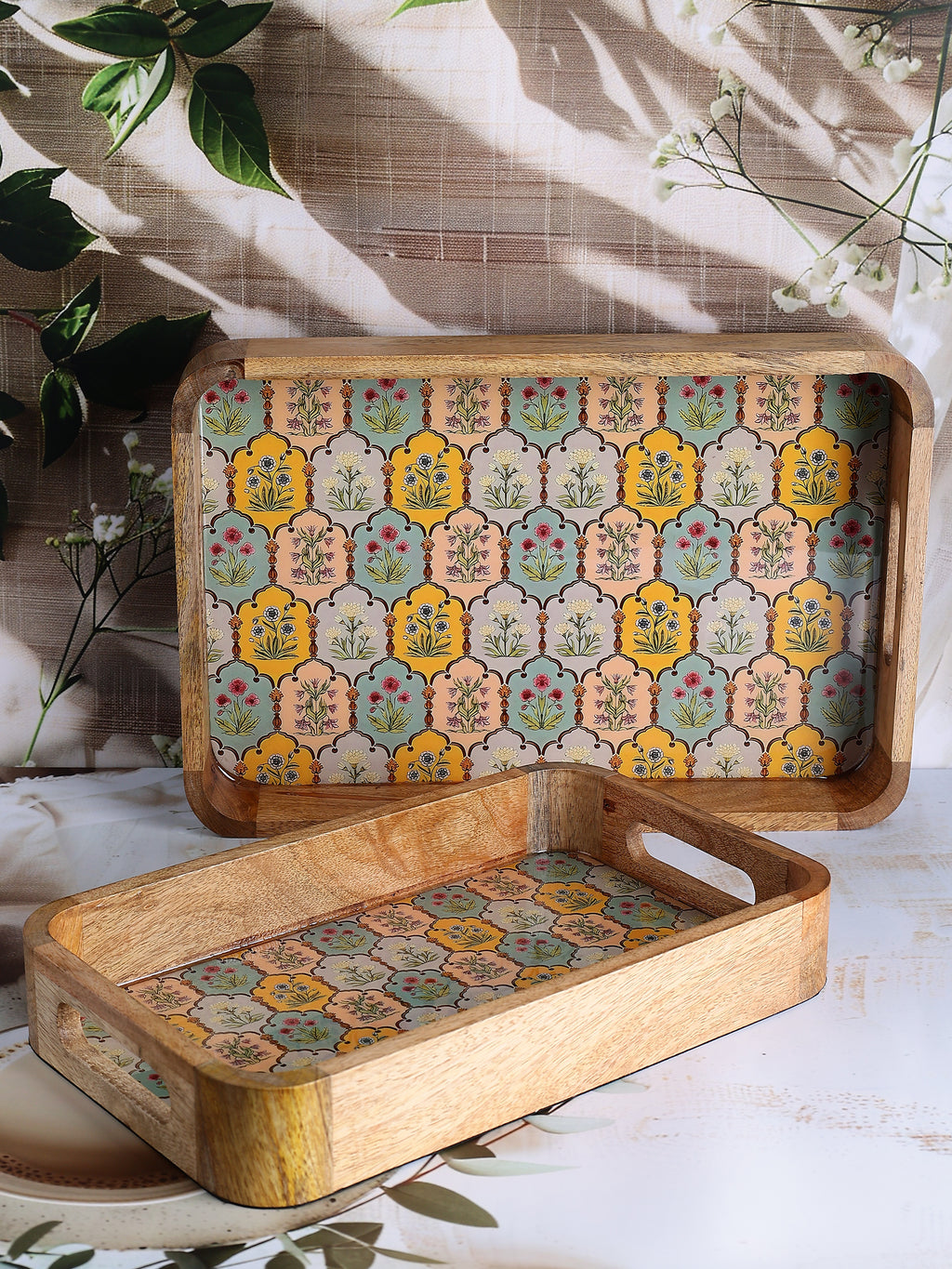 Sunny Blooms Wooden Tray