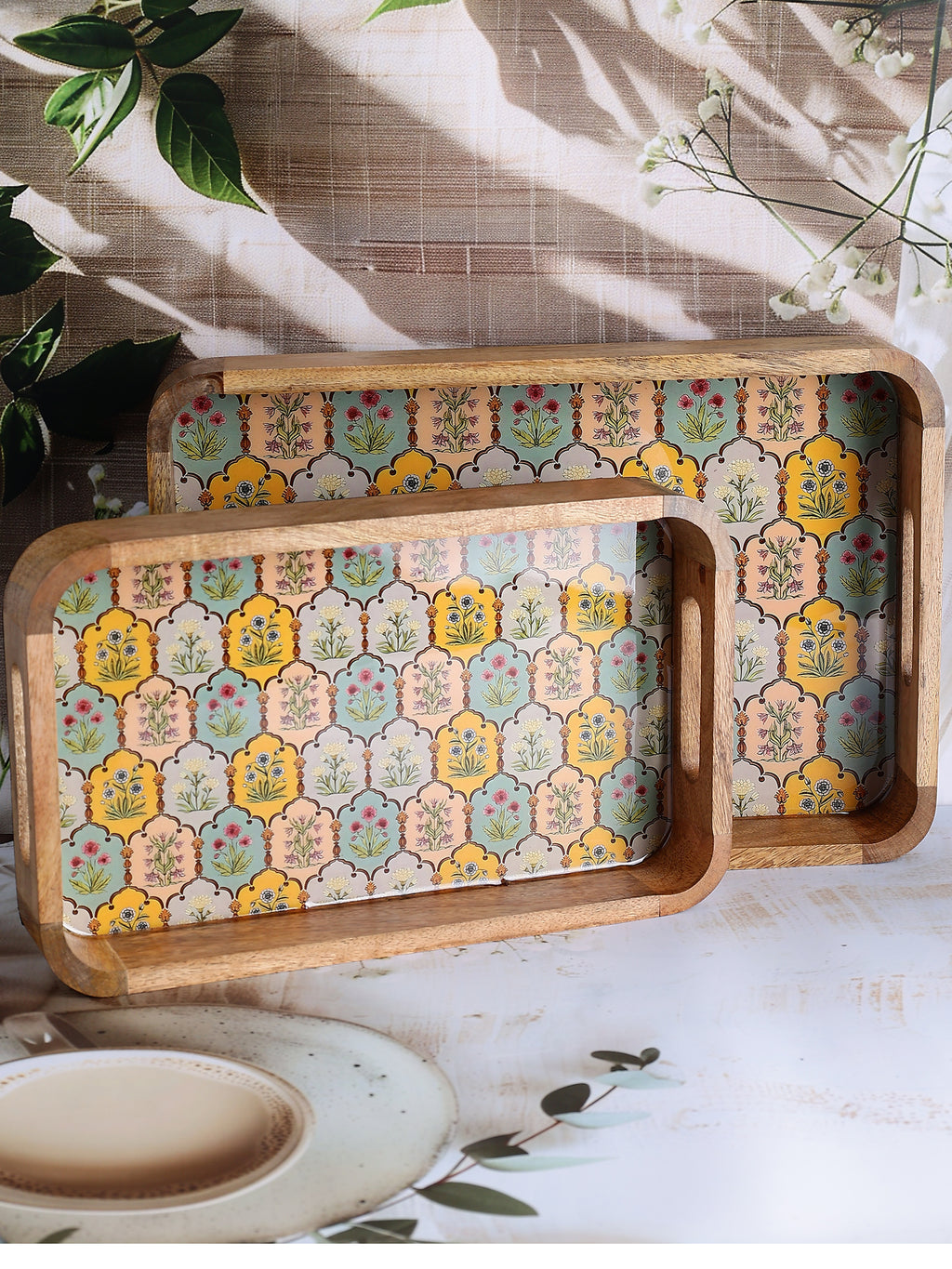 Sunny Blooms Wooden Tray