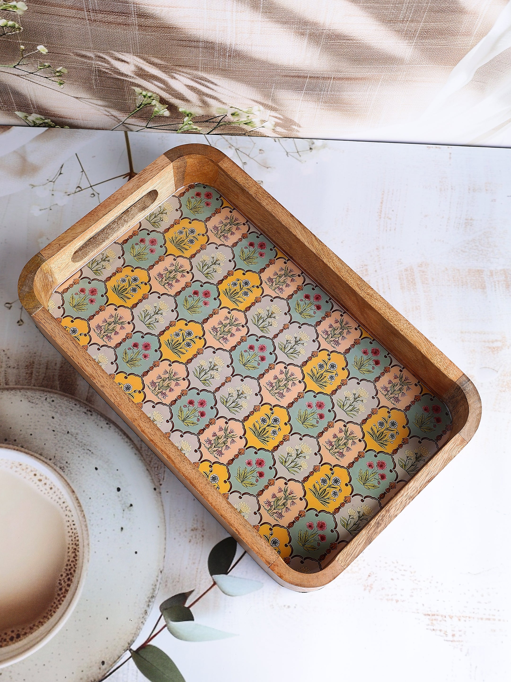 Sunny Blooms Wooden Tray