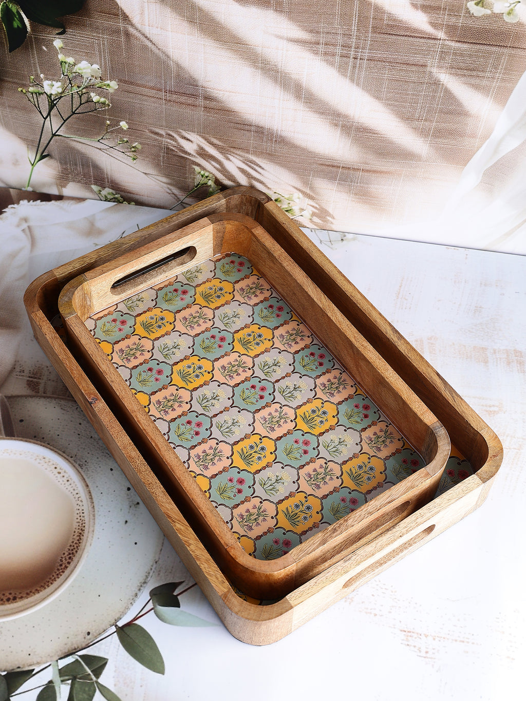Sunny Blooms Wooden Tray