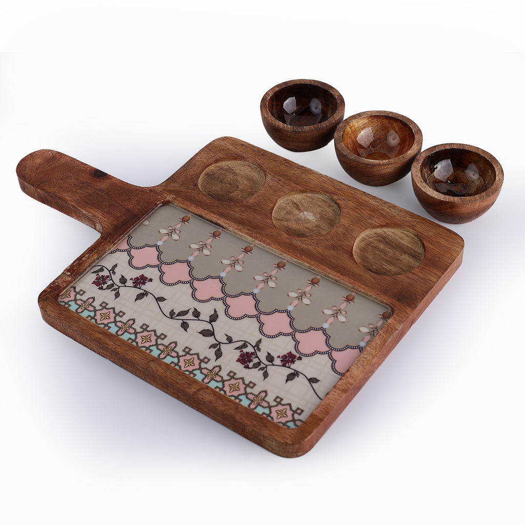 Jharokha Bloom Wooden Platter