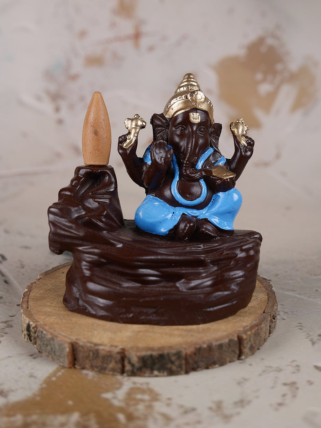 Blue Ganesha Backflow Waterfall Cone Incense Holder