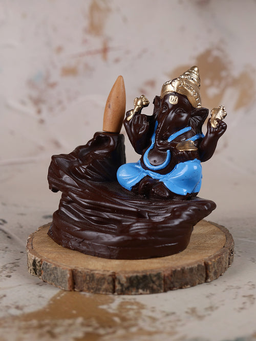 Blue Ganesha Backflow Waterfall Cone Incense Holder