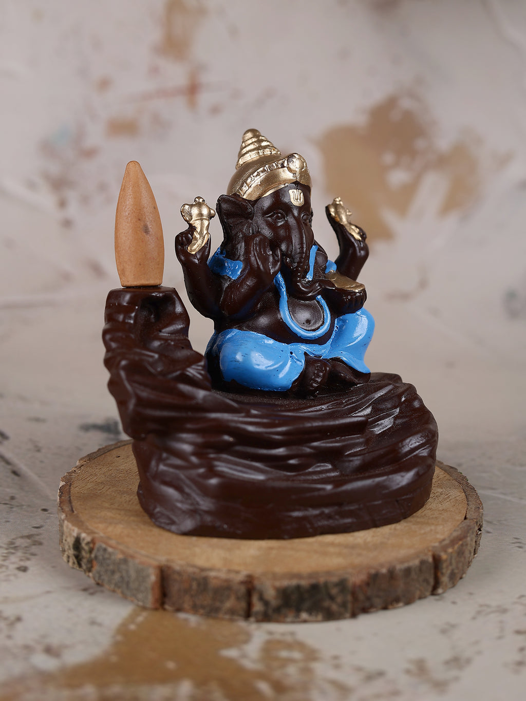 Blue Ganesha Backflow Waterfall Cone Incense Holder