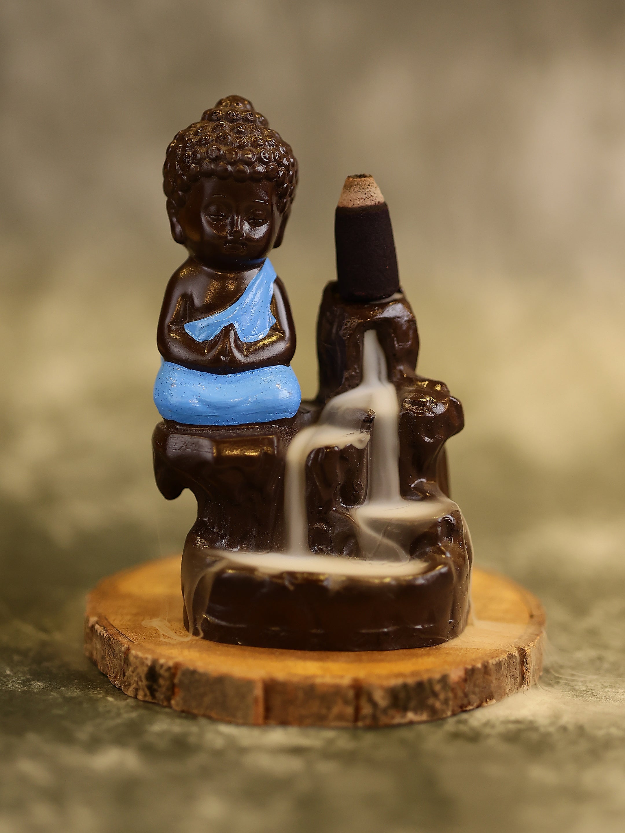 Meditating Monk Buddha Smoke Fountain