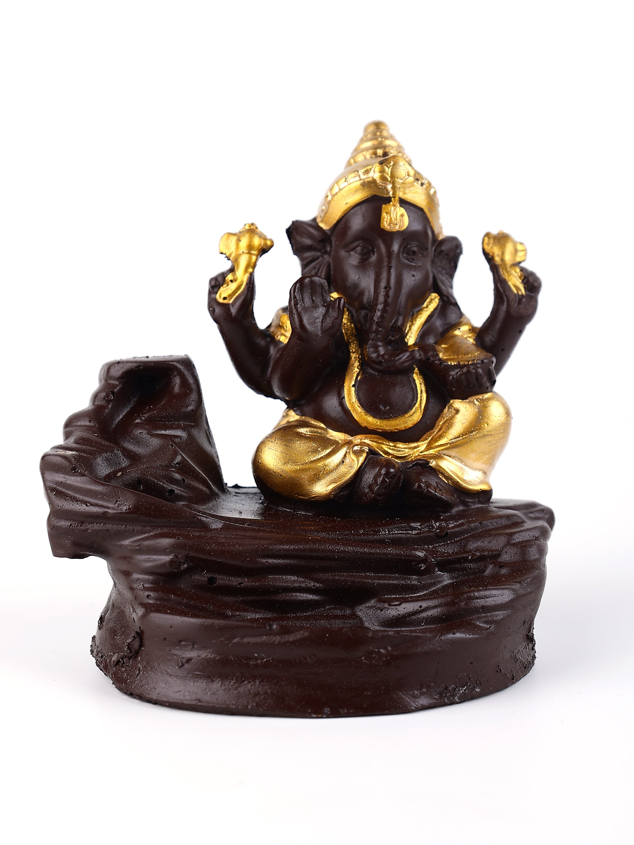 Golden Ganesha Backflow Waterfall Cone Incense Holder