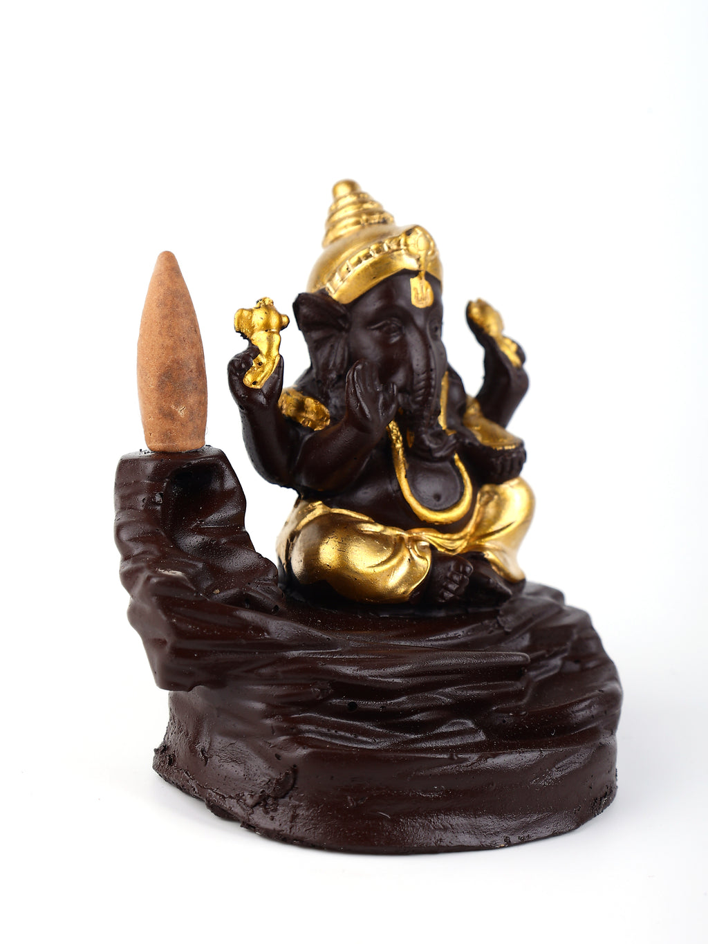 Golden Ganesha Backflow Waterfall Cone Incense Holder