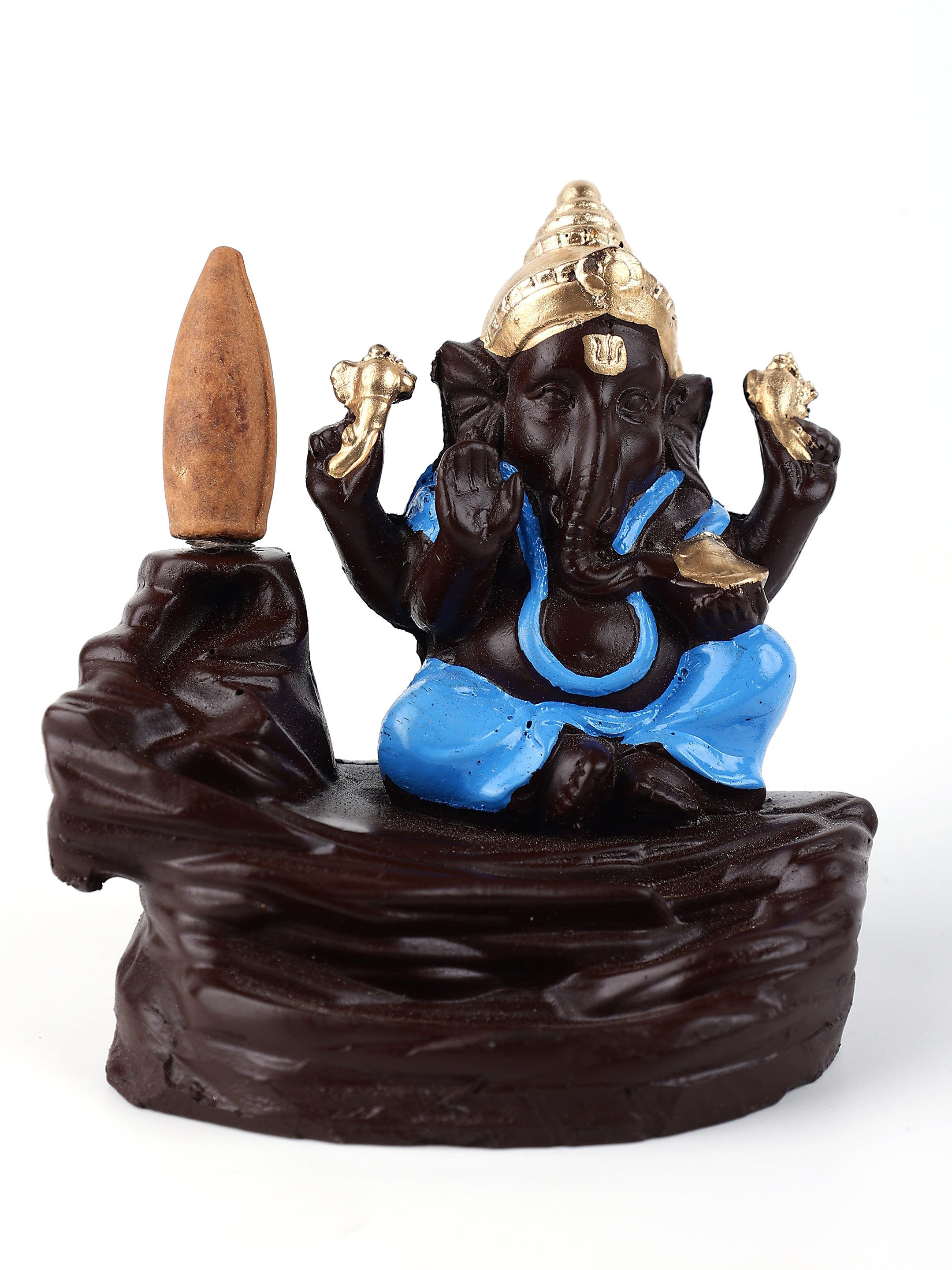 Blue Ganesha Backflow Waterfall Cone Incense Holder