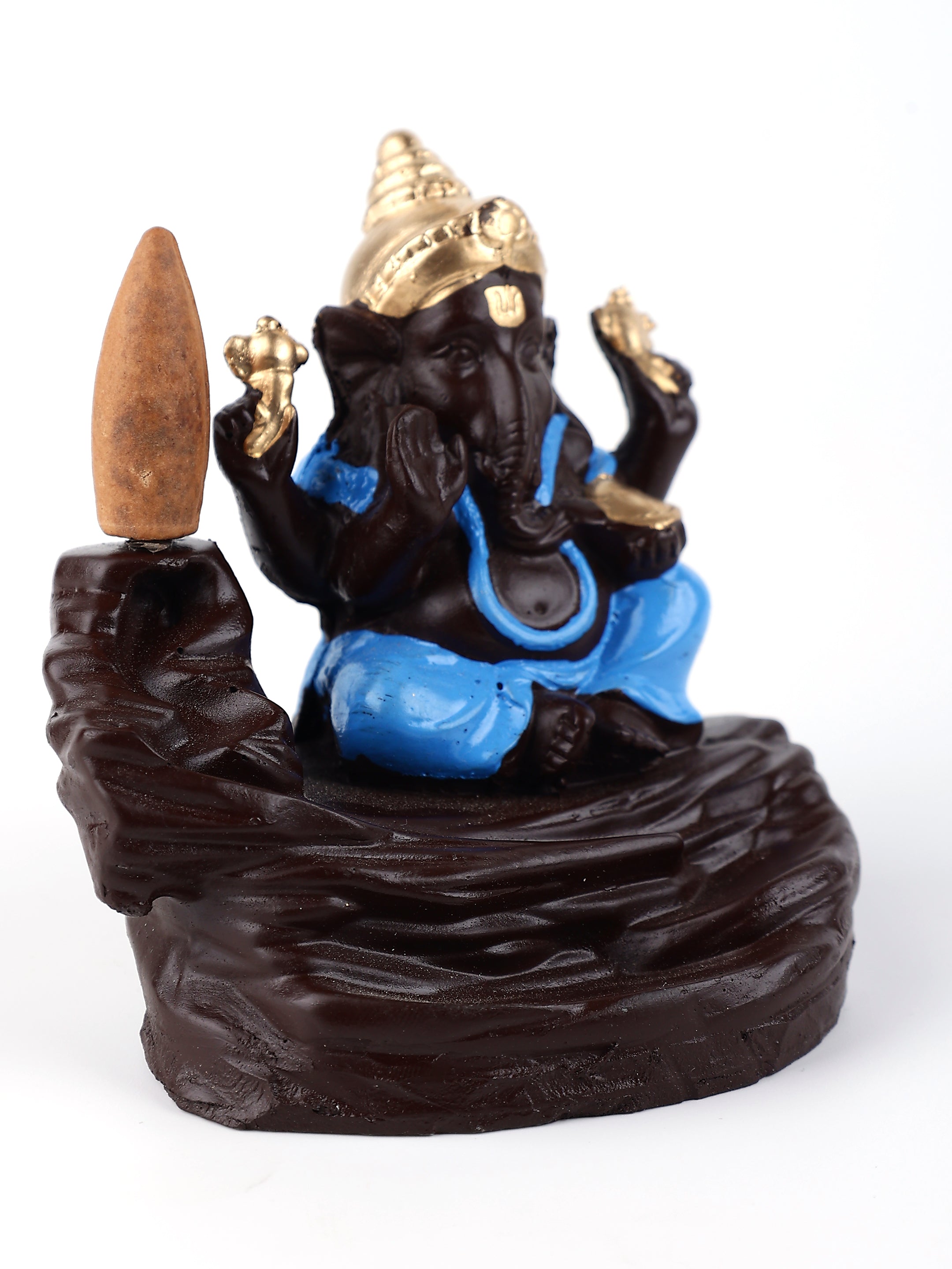 Blue Ganesha Backflow Waterfall Cone Incense Holder