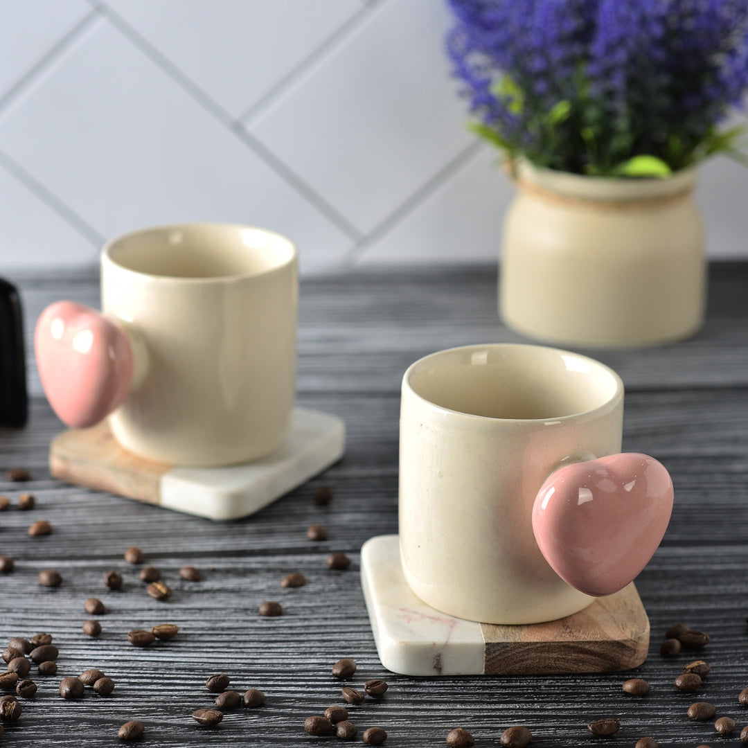 Cream with Pink Handle