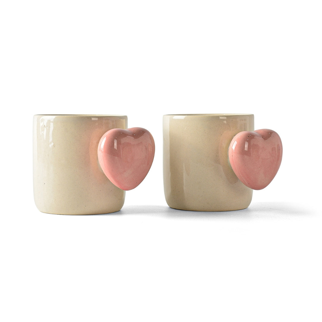 Cream with Pink Handle