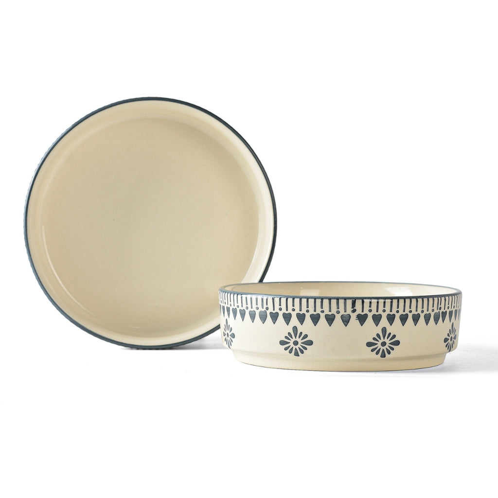 Ivory with grey hearts