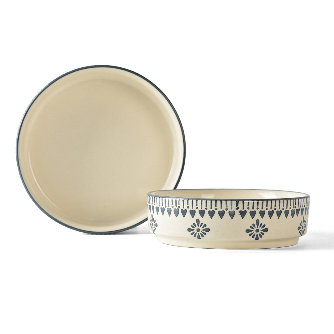 Ivory with grey hearts