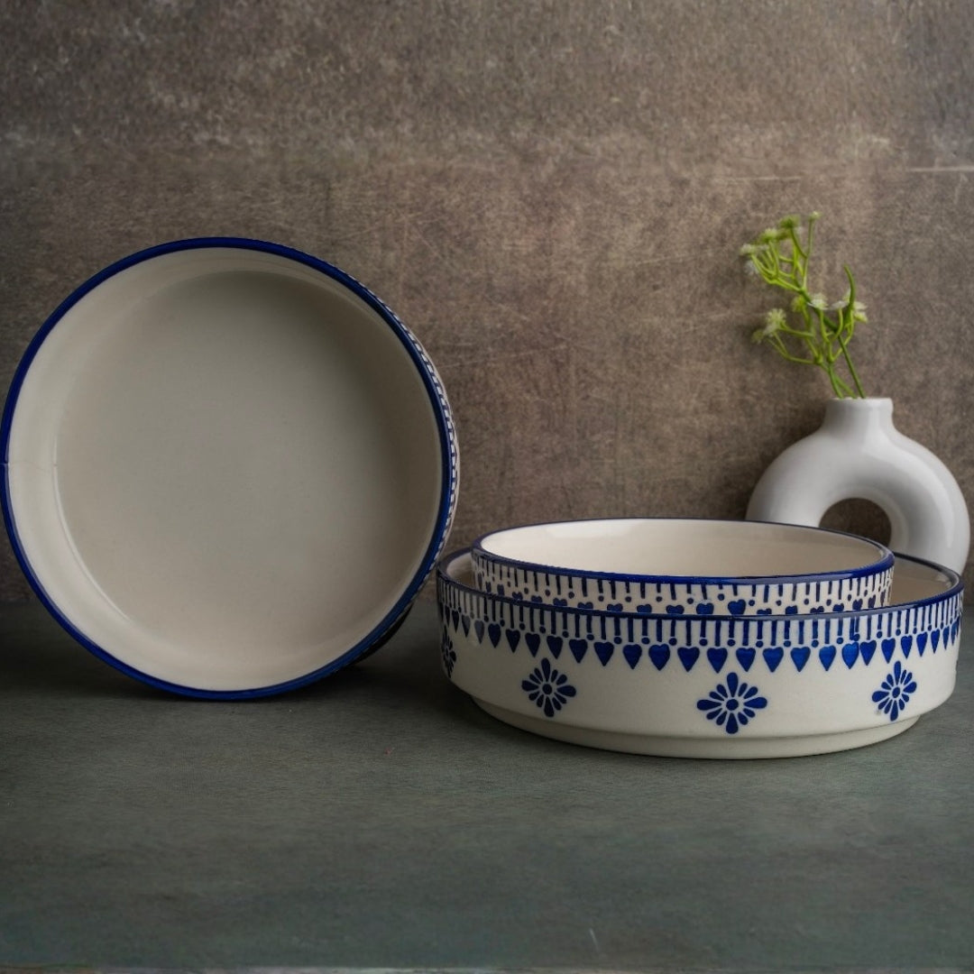 Ivory with blue hearts