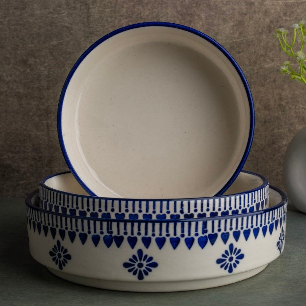 Ivory with blue hearts