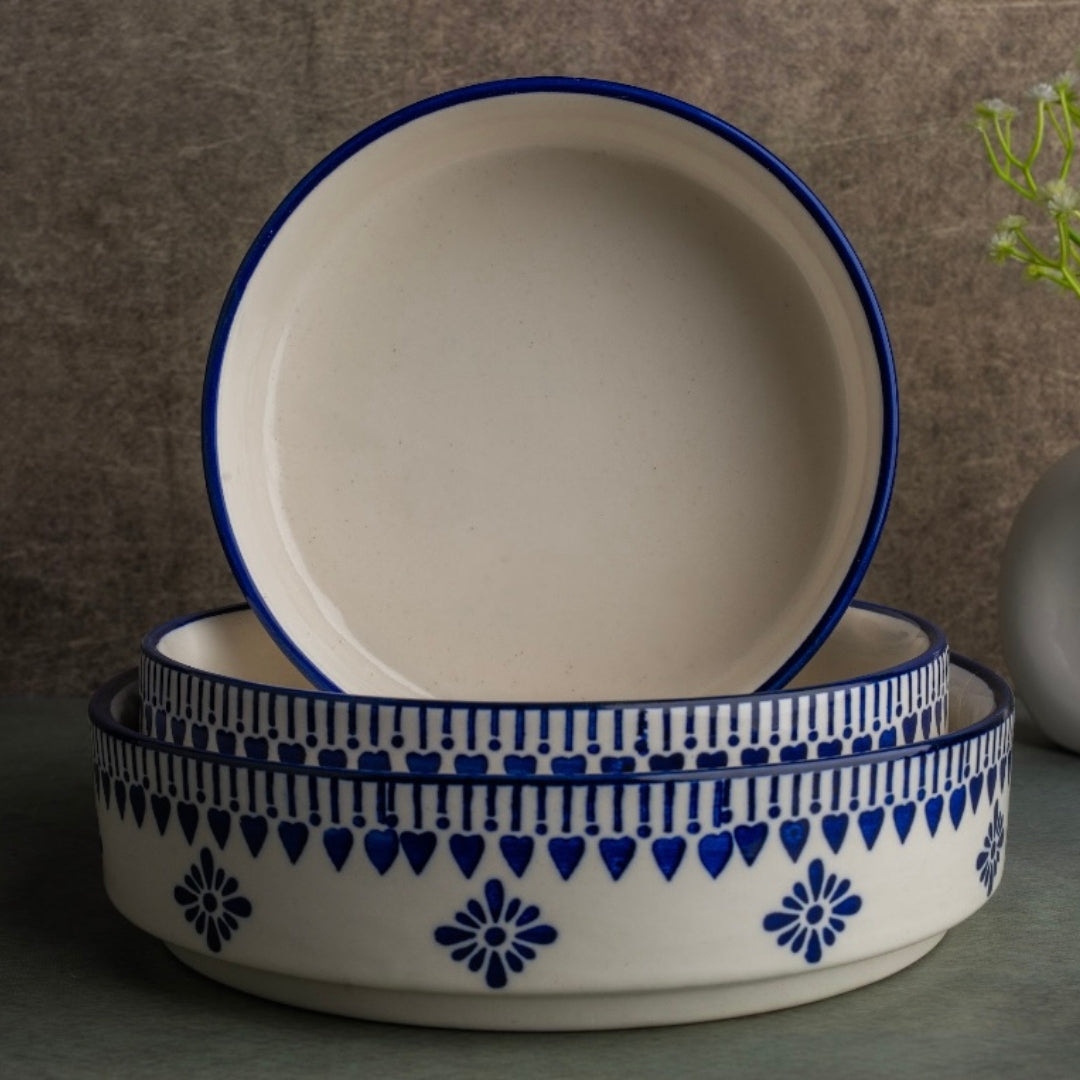 Ivory with blue hearts