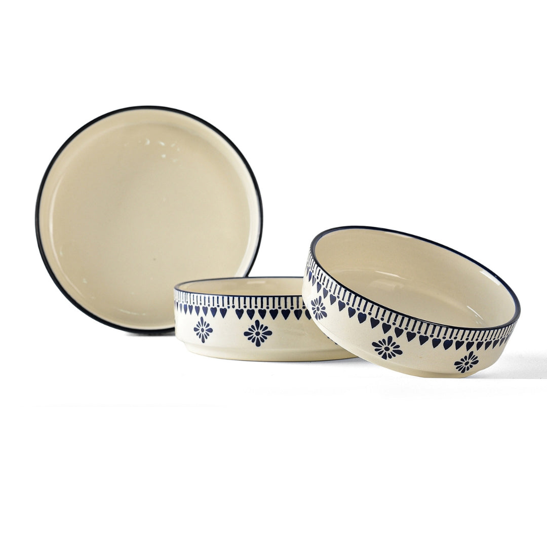 Ivory with blue hearts