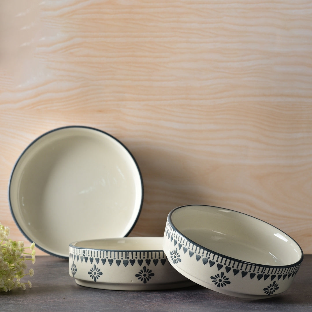 Ivory with grey hearts