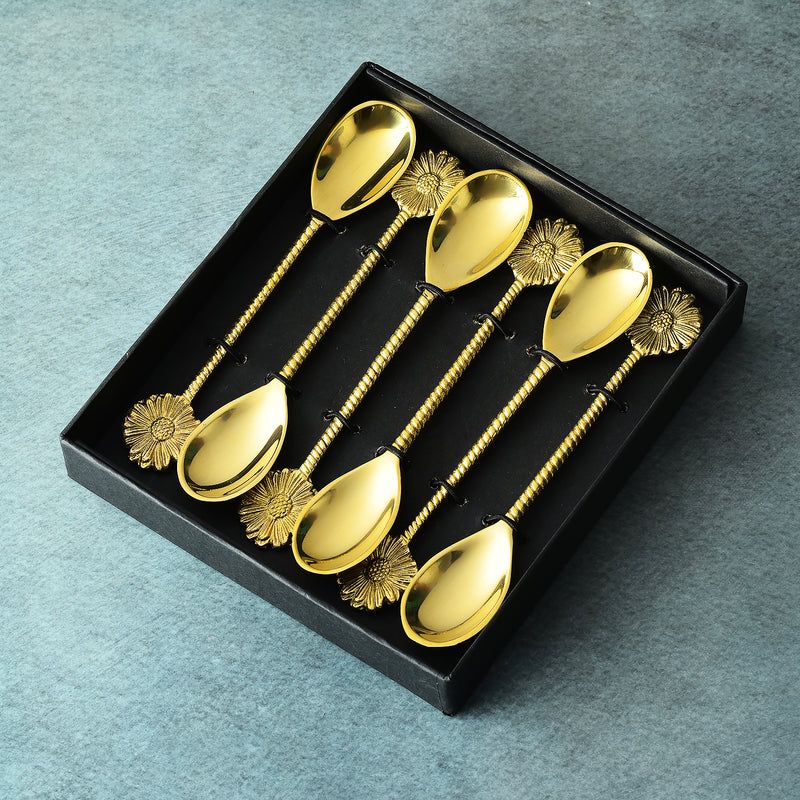 Golden Petal Dessert Spoons