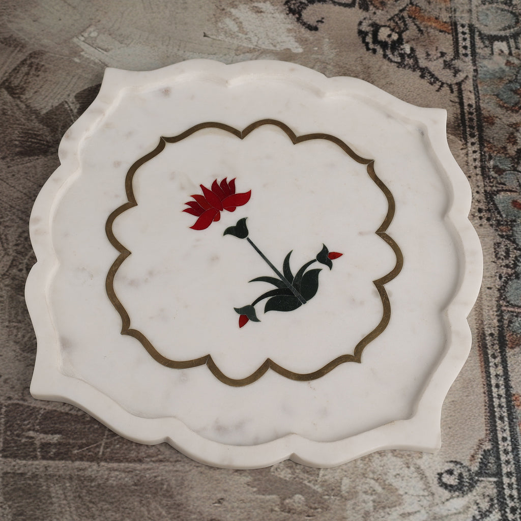 Lotus Jharokha Marble Plate