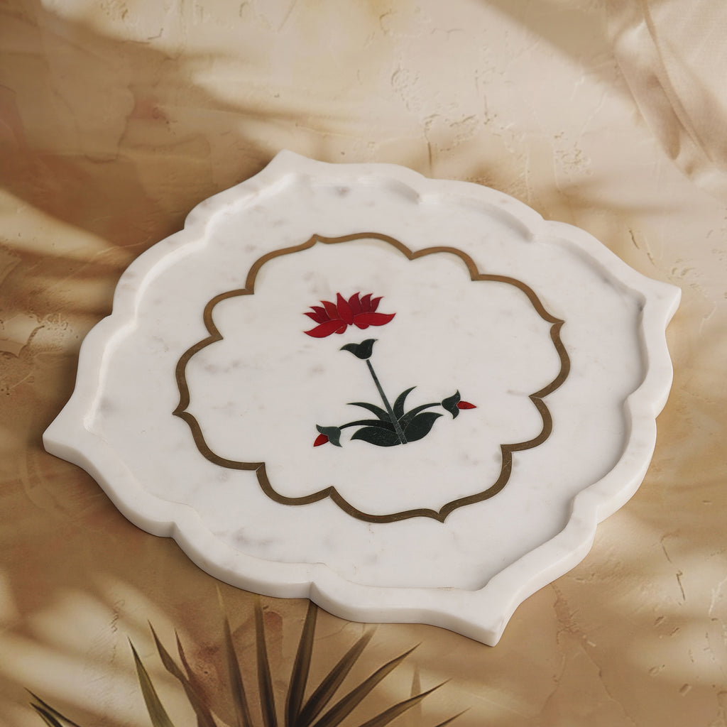 Lotus Jharokha Marble Plate