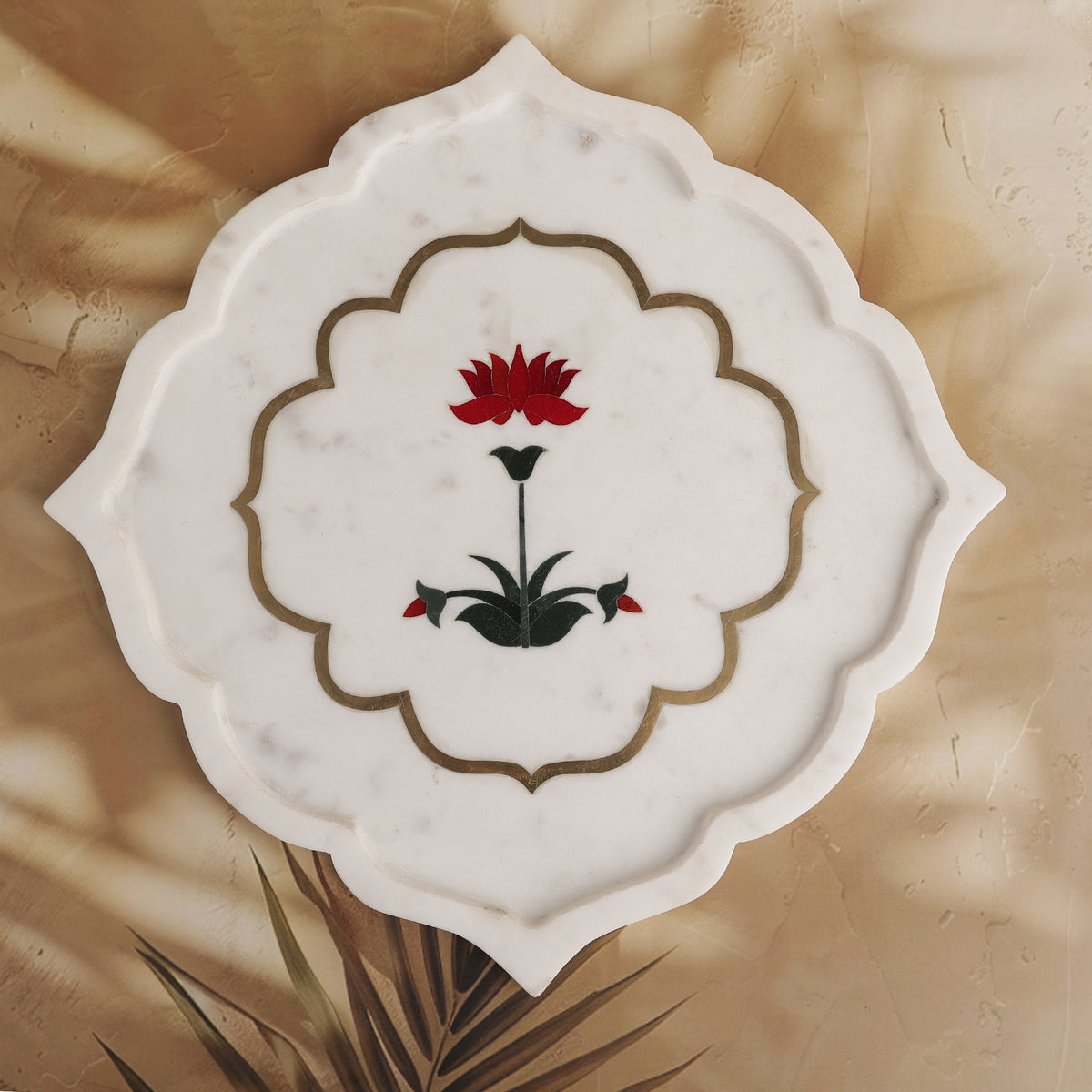 Lotus Jharokha Marble Plate