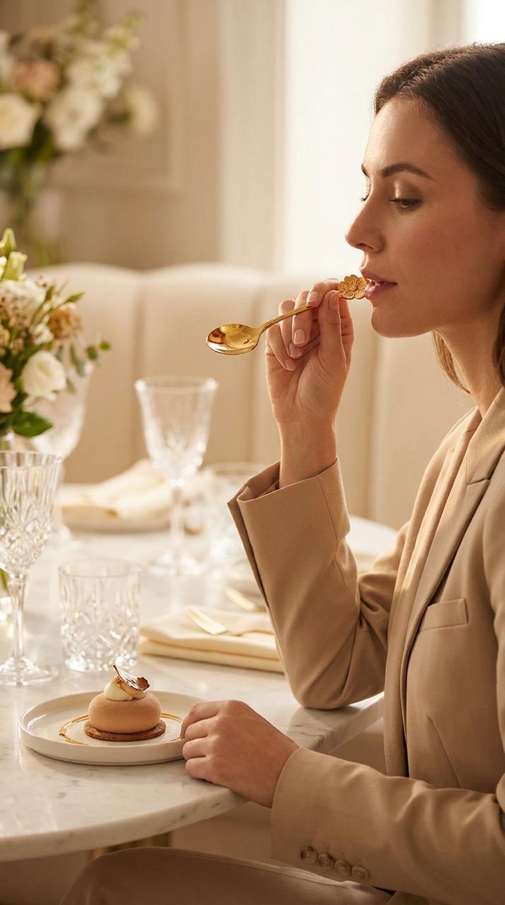 Golden Petal Dessert Spoons